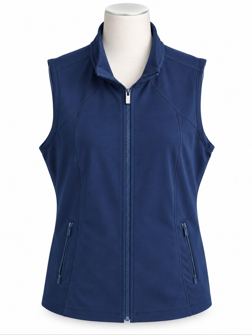 Chico's Zenergy Mock Neck Sleeveless Activewear Zip Vest Blue Size 3 (XL) Golf